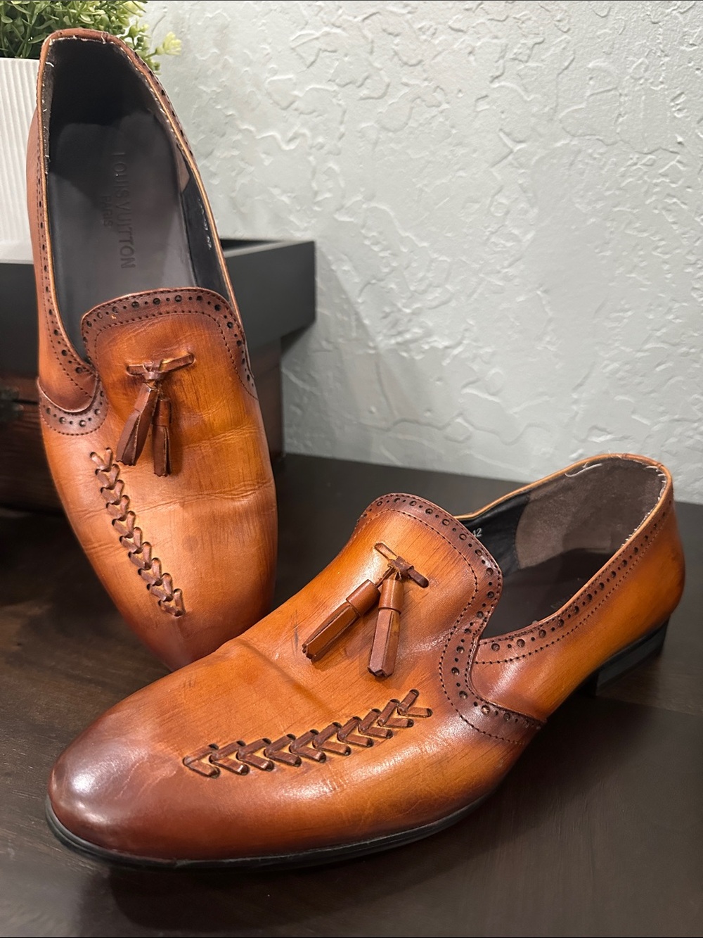 Louis Vuitton Tan Leather Tassel Loafers